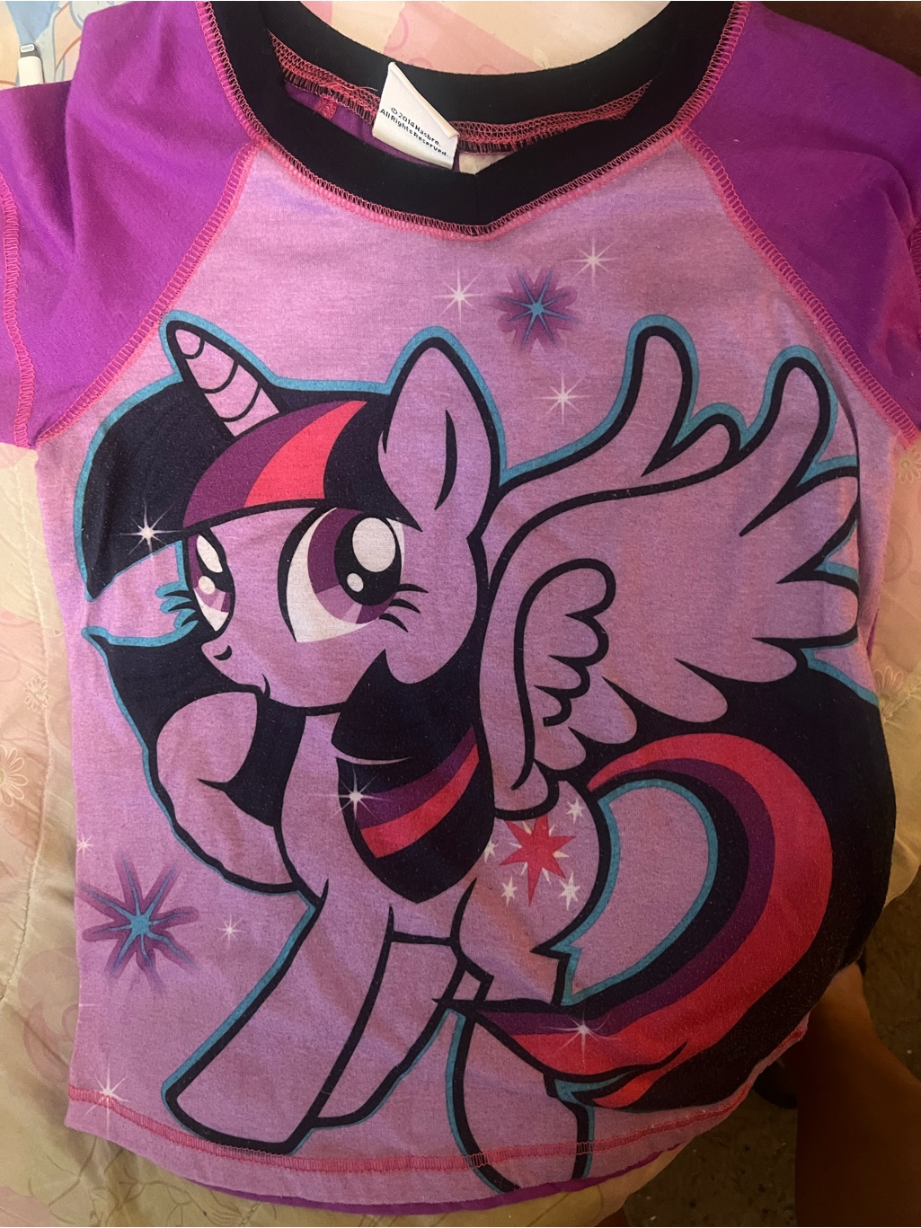 Girls Purple Unicorn Graphic Raglan Top